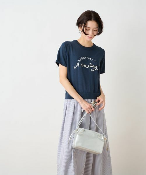 CARA O CRUZ / キャラ・オ・クルス ドレス | ニットとストライプのドッキングワンピース | 詳細1