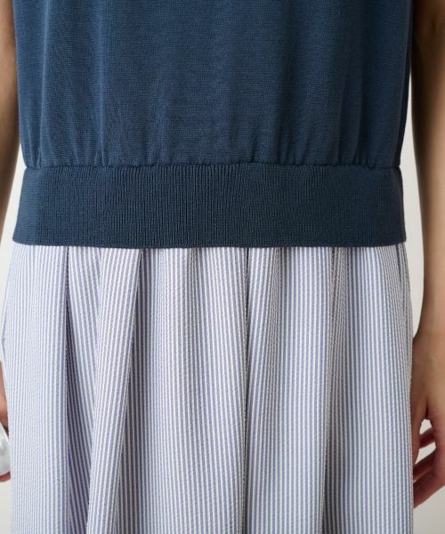 CARA O CRUZ / キャラ・オ・クルス ドレス | ニットとストライプのドッキングワンピース | 詳細16