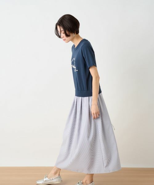 CARA O CRUZ / キャラ・オ・クルス ドレス | ニットとストライプのドッキングワンピース | 詳細2