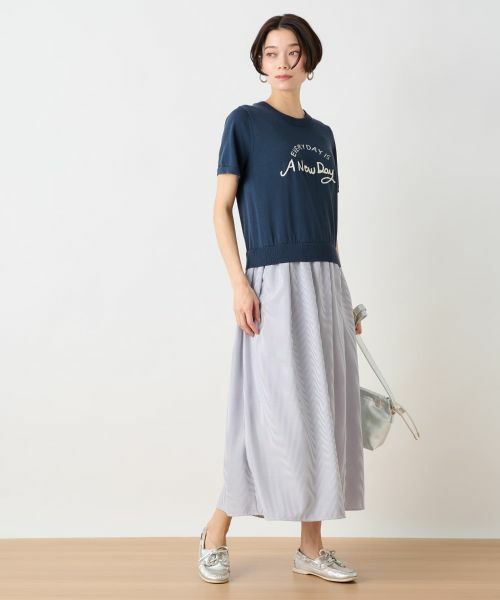 CARA O CRUZ / キャラ・オ・クルス ドレス | ニットとストライプのドッキングワンピース | 詳細5