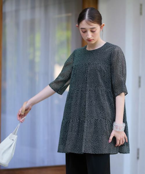 CARA O CRUZ / キャラ・オ・クルス シャツ・ブラウス | 洗える ドットのティアードブラウス | 詳細1