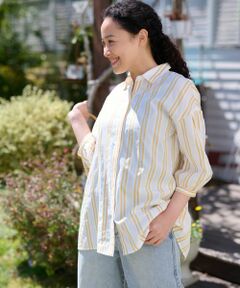 CARA O CRUZ / キャラ・オ・クルス シャツ・ブラウス | 洗える チュニック丈のストライプシャツ【SOMELOS】