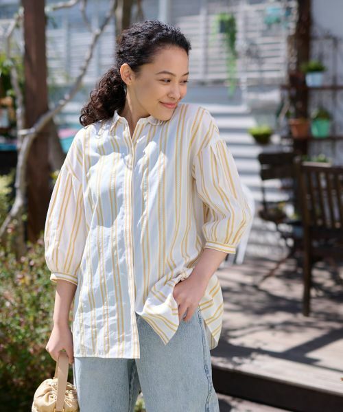 CARA O CRUZ / キャラ・オ・クルス シャツ・ブラウス | 洗える チュニック丈のストライプシャツ【SOMELOS】 | 詳細1