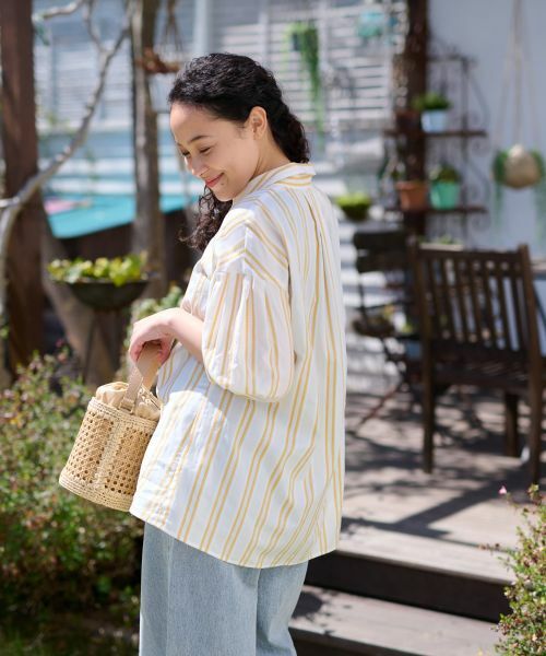 CARA O CRUZ / キャラ・オ・クルス シャツ・ブラウス | 洗える チュニック丈のストライプシャツ【SOMELOS】 | 詳細3