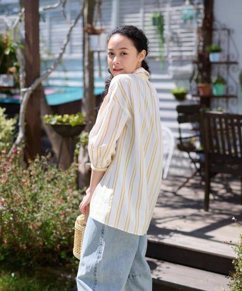 CARA O CRUZ / キャラ・オ・クルス シャツ・ブラウス | 洗える チュニック丈のストライプシャツ【SOMELOS】 | 詳細4