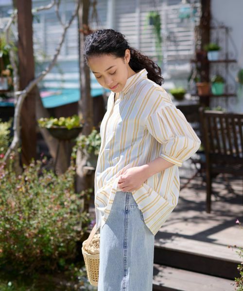 CARA O CRUZ / キャラ・オ・クルス シャツ・ブラウス | 洗える チュニック丈のストライプシャツ【SOMELOS】 | 詳細5