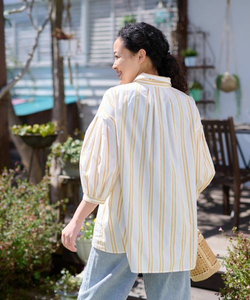 CARA O CRUZ / キャラ・オ・クルス シャツ・ブラウス | 洗える チュニック丈のストライプシャツ【SOMELOS】 | 詳細7