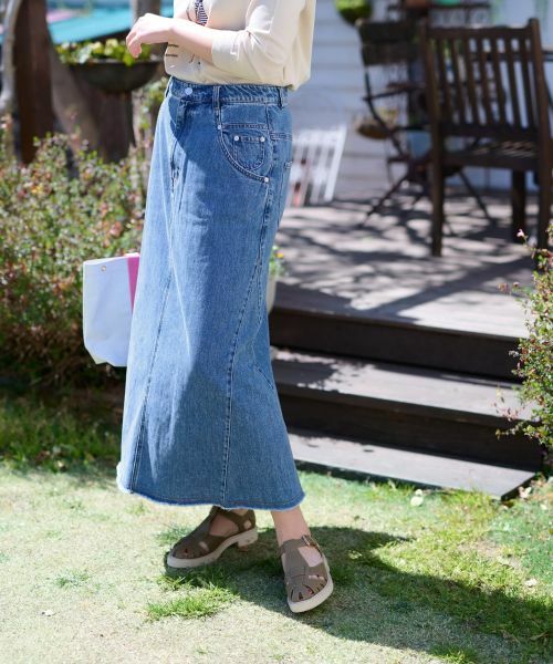 CARA O CRUZ / キャラ・オ・クルス ミニ・ひざ丈スカート | 洗える ロングデニムスカート | 詳細9
