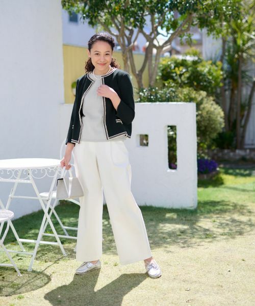 CARA O CRUZ / キャラ・オ・クルス ニット・セーター | 洗える 麻混切替えニット【セットアップ】 | 詳細15