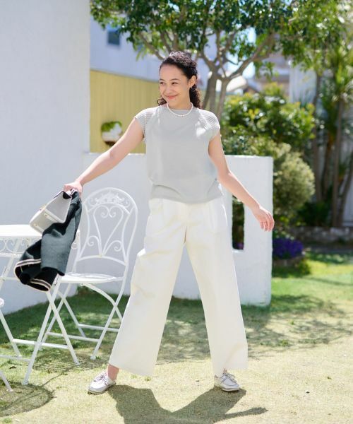 CARA O CRUZ / キャラ・オ・クルス ニット・セーター | 洗える 麻混切替えニット【セットアップ】 | 詳細18