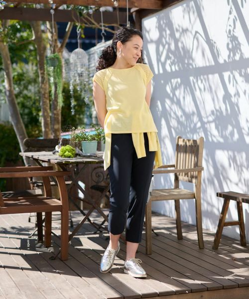 CARA O CRUZ / キャラ・オ・クルス ニット・セーター | 洗える 麻混切替えニット【セットアップ】 | 詳細2