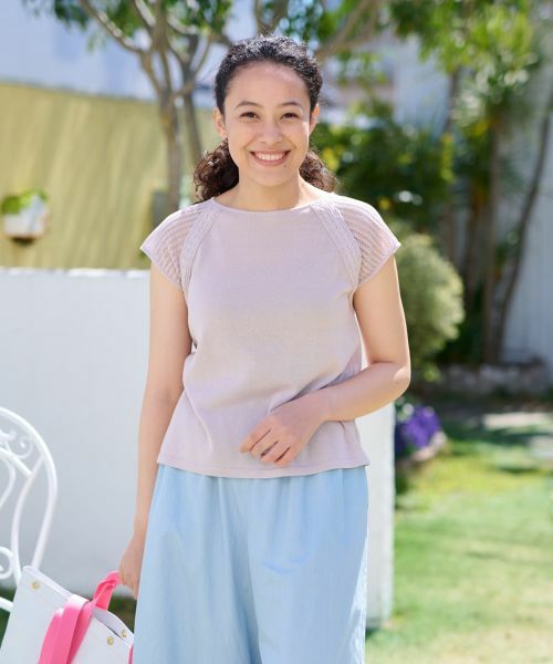 CARA O CRUZ / キャラ・オ・クルス ニット・セーター | 洗える 麻混切替えニット【セットアップ】 | 詳細7