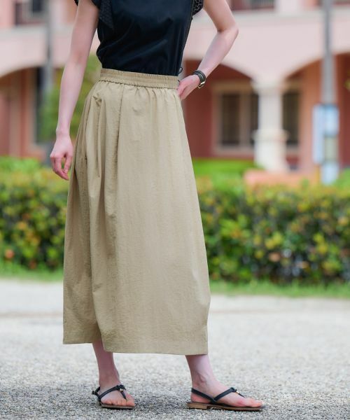 CARA O CRUZ / キャラ・オ・クルス ミニ・ひざ丈スカート | 【撥水 洗える】ウエストゴムロングスカート【セットアップ】 | 詳細1