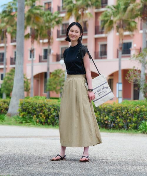 CARA O CRUZ / キャラ・オ・クルス ミニ・ひざ丈スカート | 【撥水 洗える】ウエストゴムロングスカート【セットアップ】 | 詳細10
