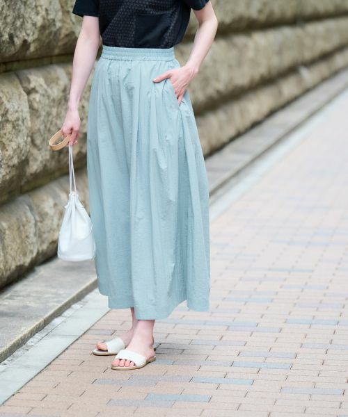 CARA O CRUZ / キャラ・オ・クルス ミニ・ひざ丈スカート | 【撥水 洗える】ウエストゴムロングスカート【セットアップ】 | 詳細11