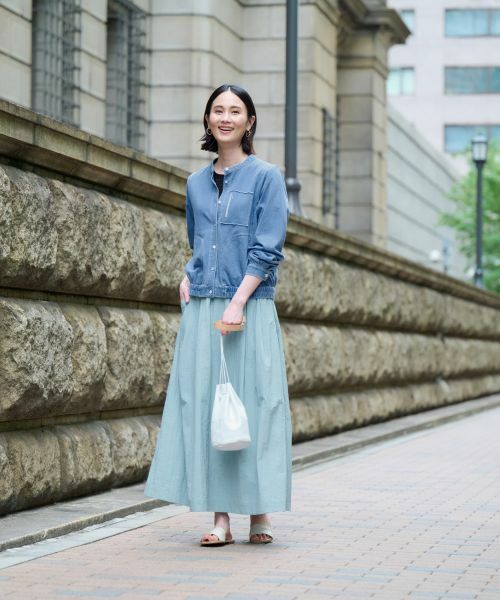 CARA O CRUZ / キャラ・オ・クルス ミニ・ひざ丈スカート | 【撥水 洗える】ウエストゴムロングスカート【セットアップ】 | 詳細12