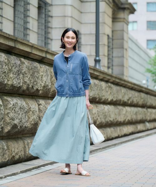 CARA O CRUZ / キャラ・オ・クルス ミニ・ひざ丈スカート | 【撥水 洗える】ウエストゴムロングスカート【セットアップ】 | 詳細13