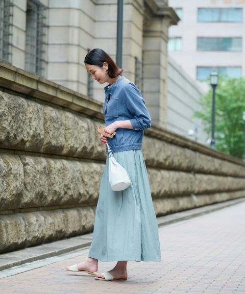 CARA O CRUZ / キャラ・オ・クルス ミニ・ひざ丈スカート | 【撥水 洗える】ウエストゴムロングスカート【セットアップ】 | 詳細14