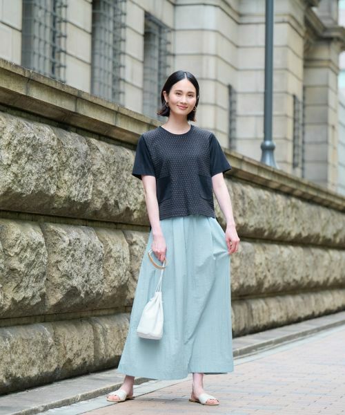 CARA O CRUZ / キャラ・オ・クルス ミニ・ひざ丈スカート | 【撥水 洗える】ウエストゴムロングスカート【セットアップ】 | 詳細15