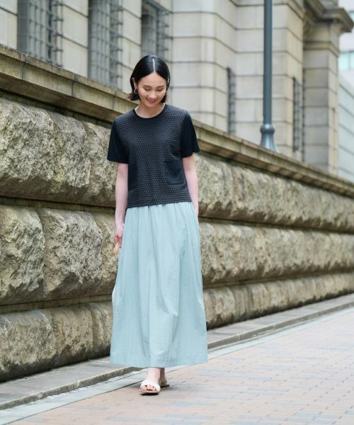 CARA O CRUZ / キャラ・オ・クルス ミニ・ひざ丈スカート | 【撥水 洗える】ウエストゴムロングスカート【セットアップ】 | 詳細16