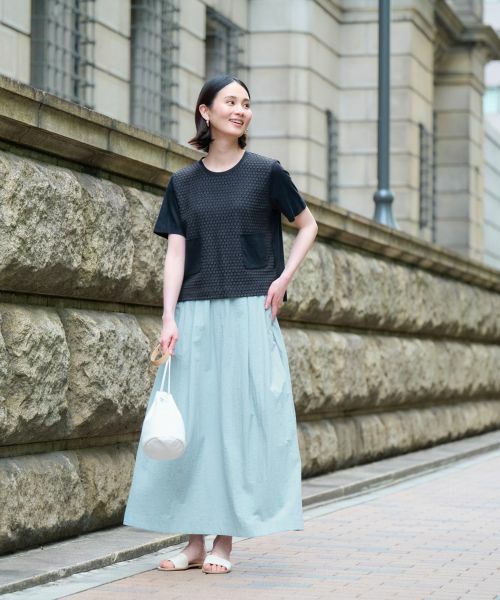 CARA O CRUZ / キャラ・オ・クルス ミニ・ひざ丈スカート | 【撥水 洗える】ウエストゴムロングスカート【セットアップ】 | 詳細17