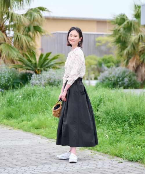 CARA O CRUZ / キャラ・オ・クルス ミニ・ひざ丈スカート | 【撥水 洗える】ウエストゴムロングスカート【セットアップ】 | 詳細19