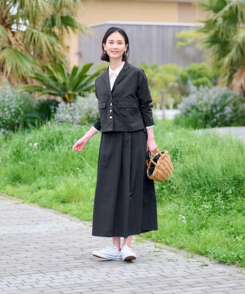 CARA O CRUZ / キャラ・オ・クルス ミニ・ひざ丈スカート | 【撥水 洗える】ウエストゴムロングスカート【セットアップ】 | 詳細21