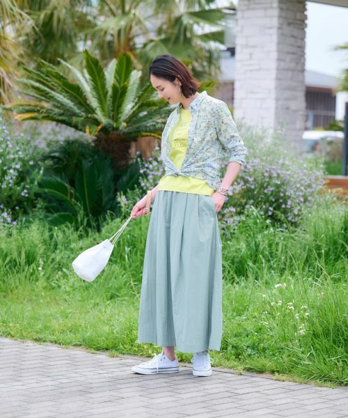 CARA O CRUZ / キャラ・オ・クルス ミニ・ひざ丈スカート | 【撥水 洗える】ウエストゴムロングスカート【セットアップ】 | 詳細25