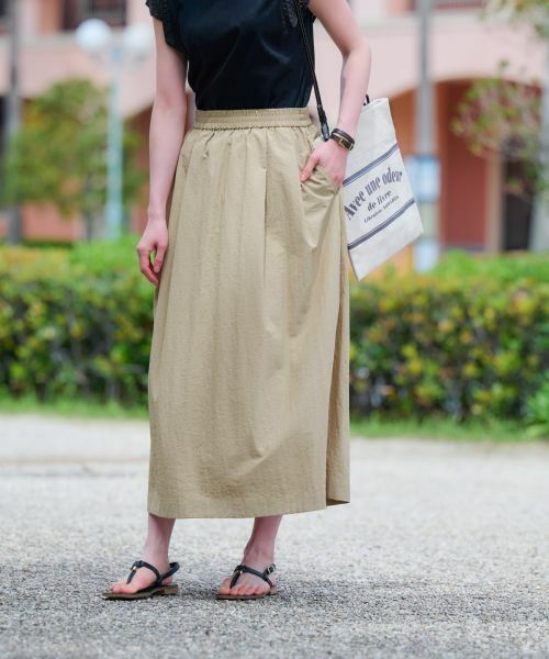 CARA O CRUZ / キャラ・オ・クルス ミニ・ひざ丈スカート | 【撥水 洗える】ウエストゴムロングスカート【セットアップ】 | 詳細3