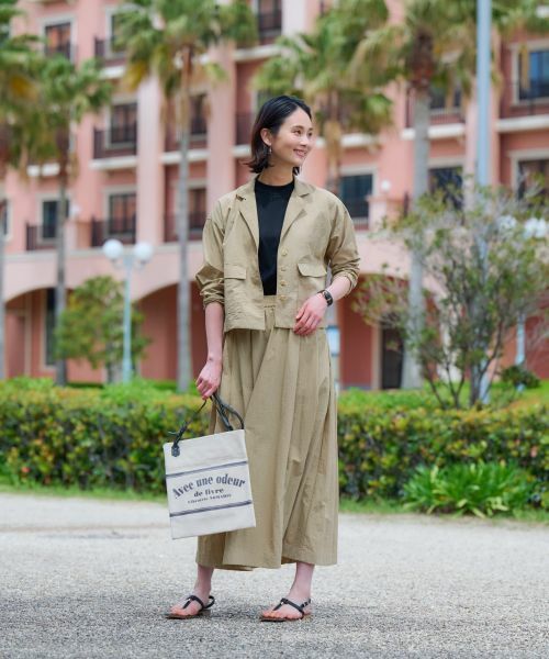 CARA O CRUZ / キャラ・オ・クルス ミニ・ひざ丈スカート | 【撥水 洗える】ウエストゴムロングスカート【セットアップ】 | 詳細4