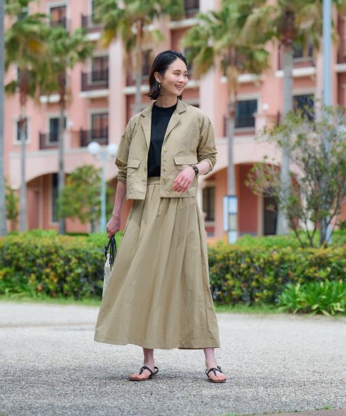 CARA O CRUZ / キャラ・オ・クルス ミニ・ひざ丈スカート | 【撥水 洗える】ウエストゴムロングスカート【セットアップ】 | 詳細5