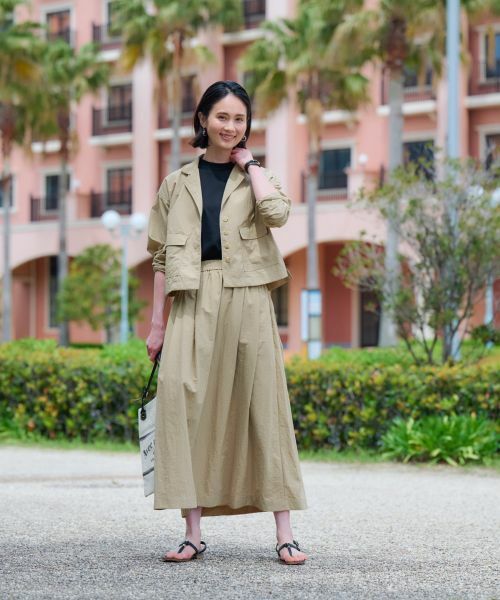 CARA O CRUZ / キャラ・オ・クルス ミニ・ひざ丈スカート | 【撥水 洗える】ウエストゴムロングスカート【セットアップ】 | 詳細6