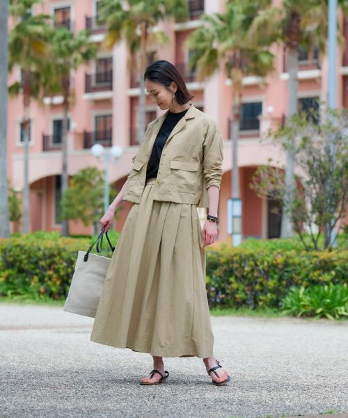 CARA O CRUZ / キャラ・オ・クルス ミニ・ひざ丈スカート | 【撥水 洗える】ウエストゴムロングスカート【セットアップ】 | 詳細7