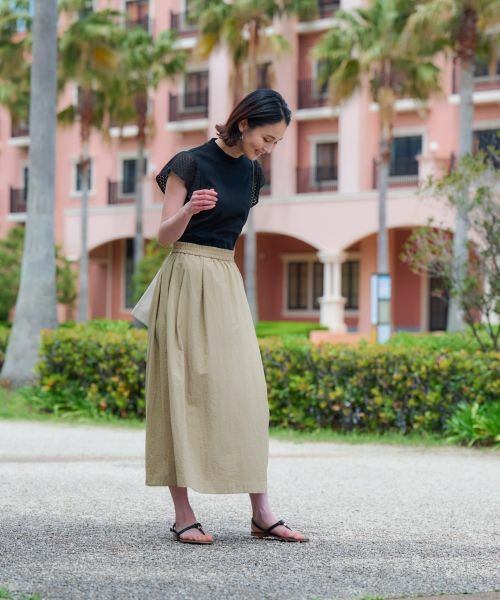 CARA O CRUZ / キャラ・オ・クルス ミニ・ひざ丈スカート | 【撥水 洗える】ウエストゴムロングスカート【セットアップ】 | 詳細9