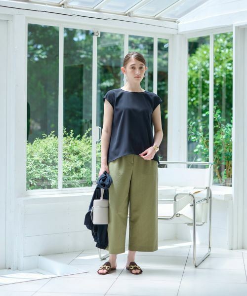 CARA O CRUZ / キャラ・オ・クルス その他パンツ | 洗える マリン後ろウエストゴム ワイドクロップドパンツ(サッカー素材)【セットアップ】 | 詳細22