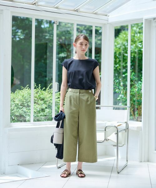 CARA O CRUZ / キャラ・オ・クルス その他パンツ | 洗える マリン後ろウエストゴム ワイドクロップドパンツ(サッカー素材)【セットアップ】 | 詳細23