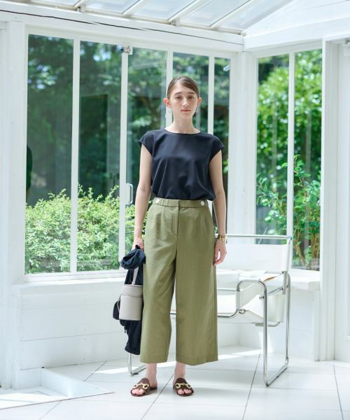 CARA O CRUZ / キャラ・オ・クルス その他パンツ | 洗える マリン後ろウエストゴム ワイドクロップドパンツ(サッカー素材)【セットアップ】 | 詳細24