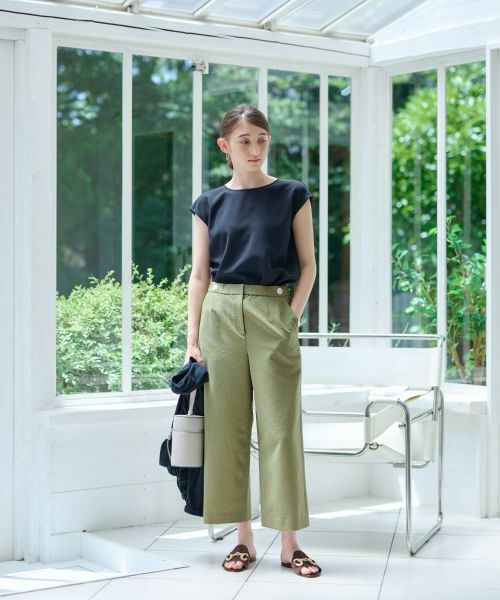 CARA O CRUZ / キャラ・オ・クルス その他パンツ | 洗える マリン後ろウエストゴム ワイドクロップドパンツ(サッカー素材)【セットアップ】 | 詳細25