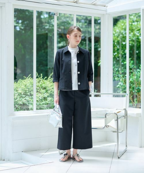 CARA O CRUZ / キャラ・オ・クルス その他パンツ | 洗える マリン後ろウエストゴム ワイドクロップドパンツ(サッカー素材)【セットアップ】 | 詳細4