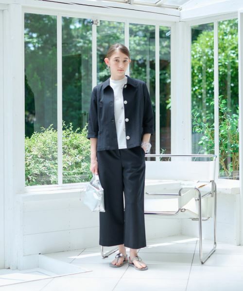 CARA O CRUZ / キャラ・オ・クルス その他パンツ | 洗える マリン後ろウエストゴム ワイドクロップドパンツ(サッカー素材)【セットアップ】 | 詳細5