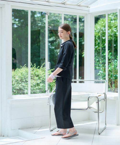 CARA O CRUZ / キャラ・オ・クルス その他パンツ | 洗える マリン後ろウエストゴム ワイドクロップドパンツ(サッカー素材)【セットアップ】 | 詳細8