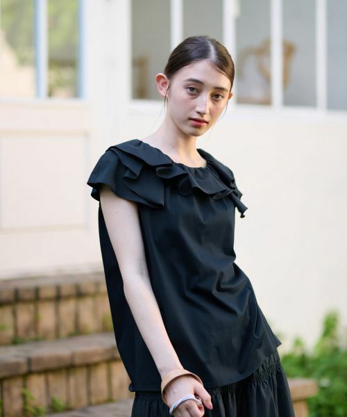 CARA O CRUZ / キャラ・オ・クルス カットソー | 洗える フリルタックの異素材MIXカットソー | 詳細1
