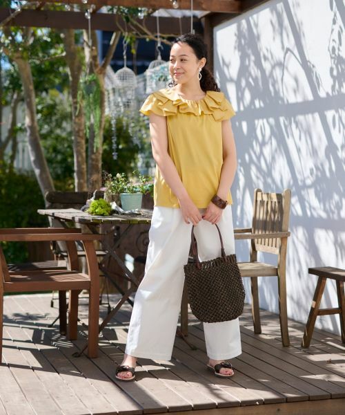 CARA O CRUZ / キャラ・オ・クルス カットソー | 洗える フリルタックの異素材MIXカットソー | 詳細17