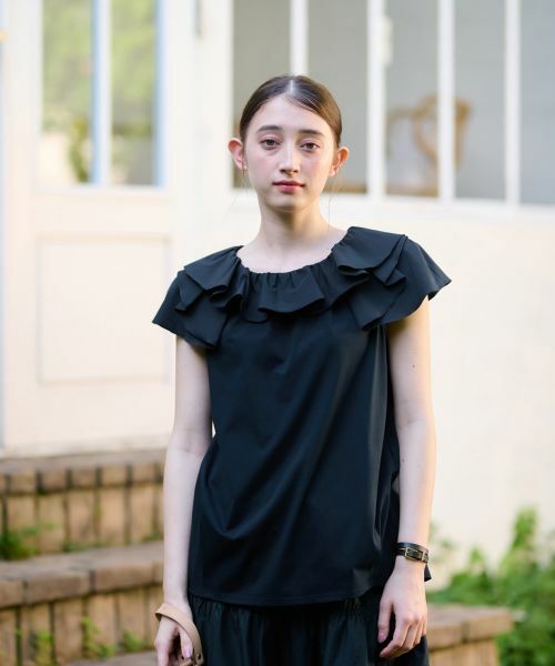 CARA O CRUZ / キャラ・オ・クルス カットソー | 洗える フリルタックの異素材MIXカットソー | 詳細2