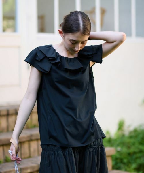 CARA O CRUZ / キャラ・オ・クルス カットソー | 洗える フリルタックの異素材MIXカットソー | 詳細3