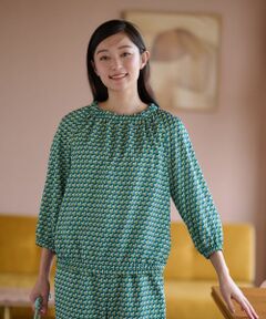 CARA O CRUZ / キャラ・オ・クルス シャツ・ブラウス | 洗える ジオメトリックプリントの裾ブラウジングブラウス【セットアップ】