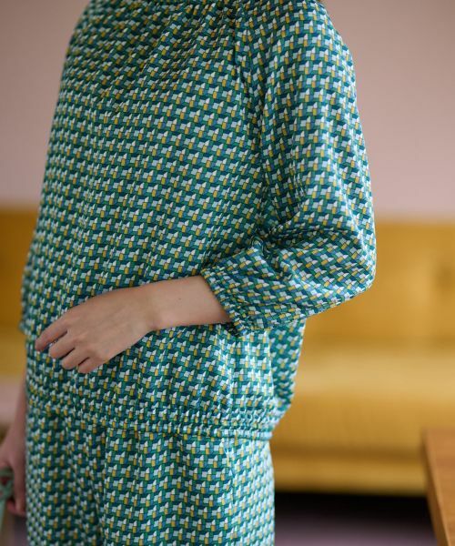 CARA O CRUZ / キャラ・オ・クルス シャツ・ブラウス | 洗える ジオメトリックプリントの裾ブラウジングブラウス【セットアップ】 | 詳細13