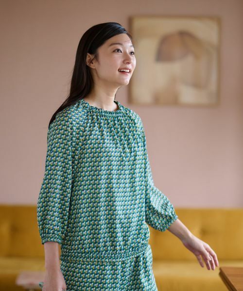 CARA O CRUZ / キャラ・オ・クルス シャツ・ブラウス | 洗える ジオメトリックプリントの裾ブラウジングブラウス【セットアップ】 | 詳細3