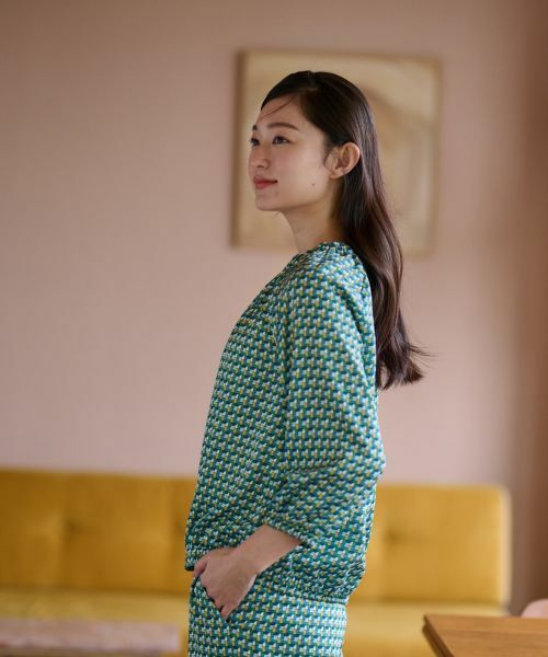 CARA O CRUZ / キャラ・オ・クルス シャツ・ブラウス | 洗える ジオメトリックプリントの裾ブラウジングブラウス【セットアップ】 | 詳細4