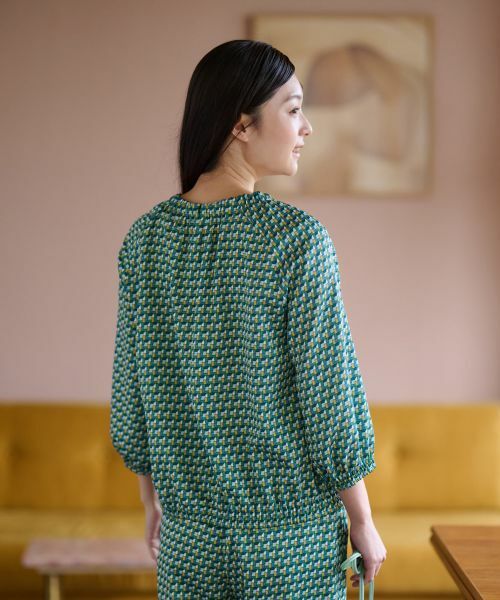 CARA O CRUZ / キャラ・オ・クルス シャツ・ブラウス | 洗える ジオメトリックプリントの裾ブラウジングブラウス【セットアップ】 | 詳細5